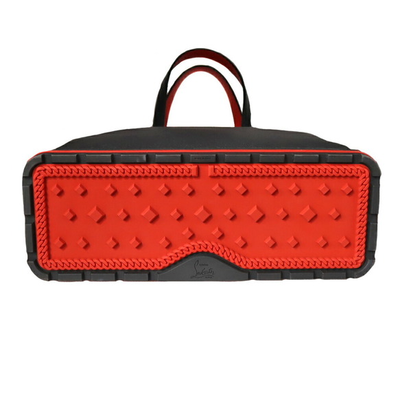 Christian Louboutin Cabaica Tote Bag Black Red Studded Leather Business - Picture 5 of 9